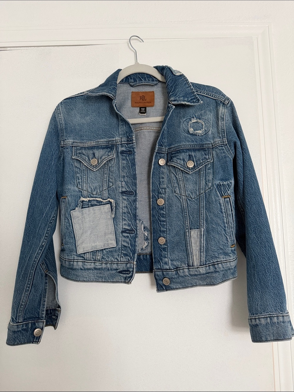 Ralph Lauren Blue Distressed Patch Denim Jacket